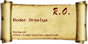 Roder Orsolya névjegykártya